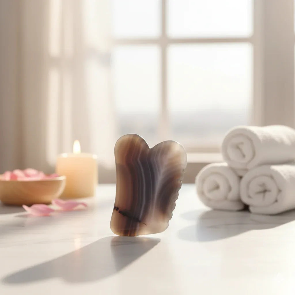 Natural Grey Agate Gua Sha Tool | Stone of Balance & Grounding - Gloow Lady