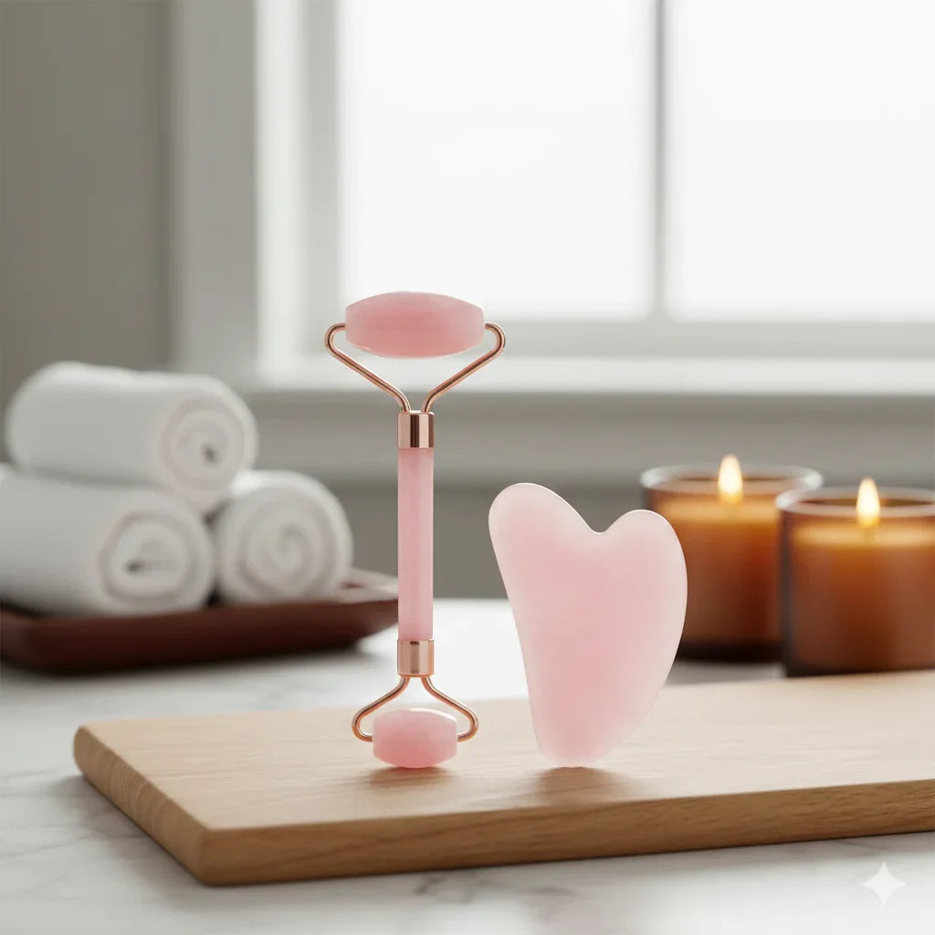 Face Roller & Gua Sha Massage Tool | Anti-Aging, Puffiness Relief - Gloow Lady