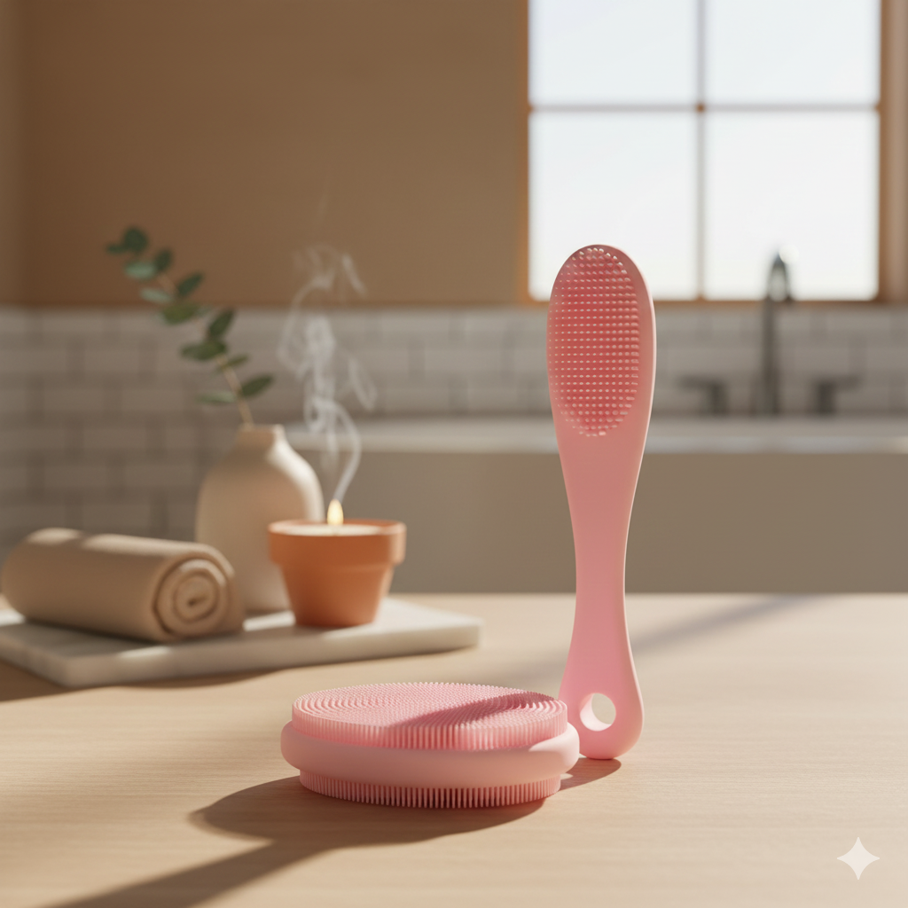 Portable Silicone Facial & Nasal Scrub Brush | Double-Sided Pore Cleaner