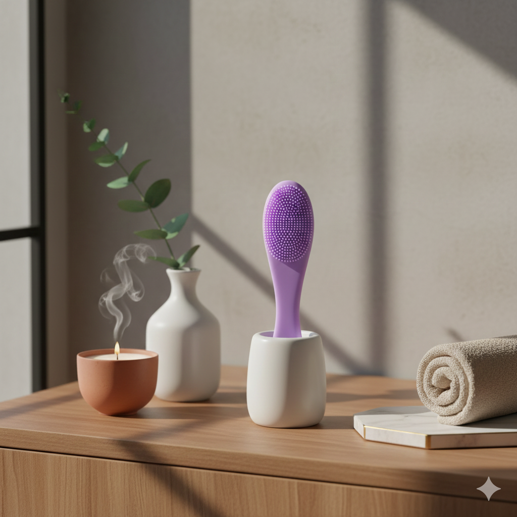 Portable Silicone Facial & Nasal Scrub Brush | Double-Sided Pore Cleaner