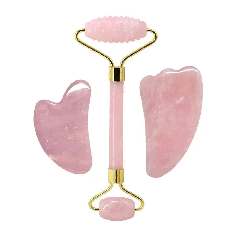 Rose Quartz Face Roller & Gua Sha Set - Gloow Lady