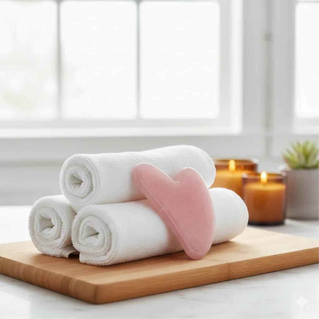 Rose Quartz Heart Gua Sha | Facial Lifting & Firming Stone for Anti-Aging & Puffiness Relief - Gloow Lady